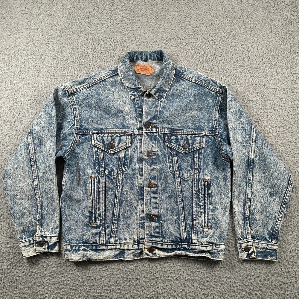 Vtg Levi's Jacket Mens Medium Acid Wash Denim Trucker 70507 0219 USA 1980's